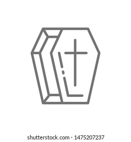 Coffin, tomb line icon. Isolated on white background