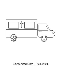 Coffin transport icon in outline style isolated on white background
