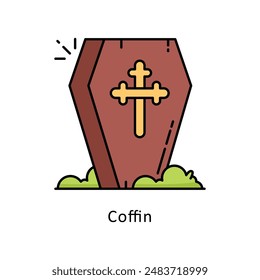 Coffin vector   Filled outline Design illustration. Symbol on White background EPS 10 File