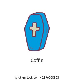 Coffin vector filled outline Icon Design illustration. Halloween Symbol on White background EPS 10 File