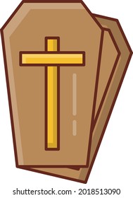 coffin vector flat color icon