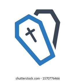 coffin vector glyph colour icon