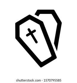 Black Icon Coffin Cross Coffin Isolated Stock Vector (royalty Free 