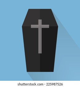 Coffin Vector, halloween, flat design, long shadow.