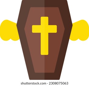 Coffin Vector Icon Flat Style