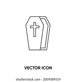 Coffin vector icon. Modern, simple flat vector illustration for website or mobile app.Wooden coffin symbol, logo illustration. Pixel perfect vector graphics	
