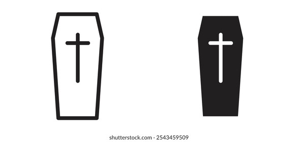 Coffin vector icon set in black.