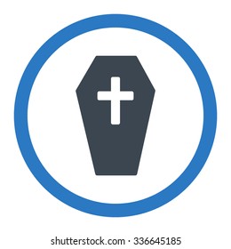 Coffin vector icon. Style is bicolor flat rounded symbol, smooth blue colors, rounded angles, white background.
