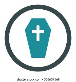 Coffin vector icon. Style is bicolor flat rounded symbol, soft blue colors, rounded angles, white background.