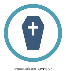 Coffin vector icon. Style is bicolor flat rounded symbol, cyan and blue colors, rounded angles, white background.