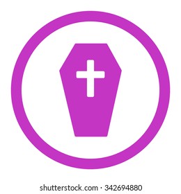 Coffin vector icon. Style is flat rounded symbol, violet color, rounded angles, white background.