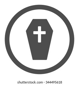 Coffin vector icon. Style is flat rounded symbol, gray color, rounded angles, white background.