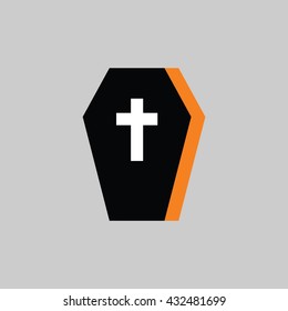 Coffin vector icon. Style is flat symbol
