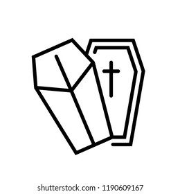 A coffin vector illustration in line stroke design