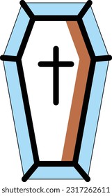 coffin Vector illustration on a transparent background. Premium quality symmbols. Line Color vector icons for concept and graphic design.