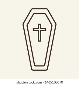 Coffin vector line icon. Graves, Halloween, attribute. Holiday concept. Vector illustration can be used for topics like holiday, Halloween, death