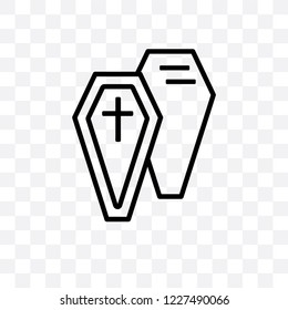 Coffin vector linear icon isolated on transparent background, Coffin transparency concept can be used for web and mobile