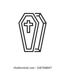 Coffin vector Outline Icon Design illustration. Halloween Symbol on White background EPS 10 File