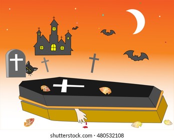The coffin which is buried on a day of the Halloween.
