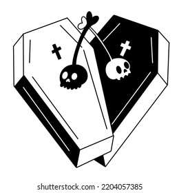 coffins and skulls halloween pack illustration vector
