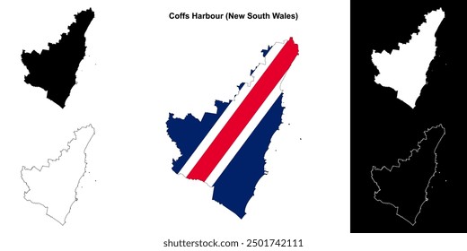 Coffs Harbour (New South Wales) outline map set