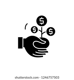 Co-financing black icon, vector sign on isolated background. Co-financing concept symbol, illustration 