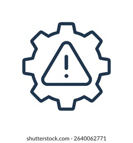 Cog with an alarming exclamation point. Icon symbol illustration