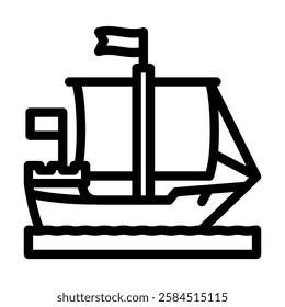 cog ancient ship line icon vector. cog ancient ship sign. isolated contour symbol black illustration