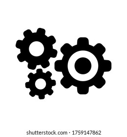 cog black for mechanization icon isolated on white, circle gear symbol for button black icon for progress web, simple circle cog shape for engineering mechanism, machinery industrial technology sign