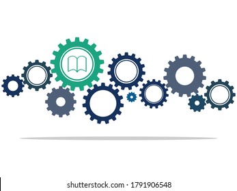 El código con un ícono de libro simboliza el concepto de aprendizaje o proceso educativo. Vector