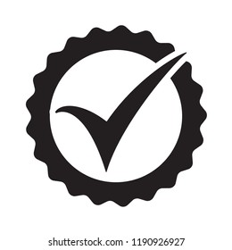 Cog check icon. Check mark in gear