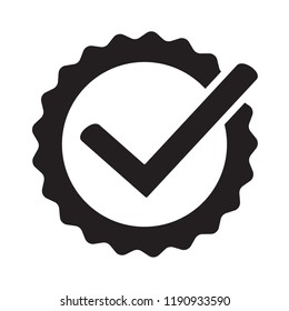 Cog check icon. Check mark in gear