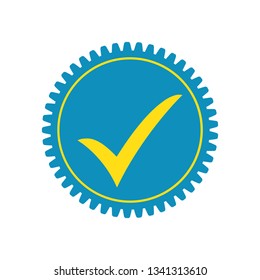 Cog check icon. Check mark in gear