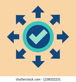 Cog check icon vector. Check mark in gear color logo, illustration vector.