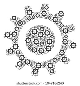 Cog collage of vector gears. Vector tooth gear objects are composed into cog figure.