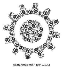 Cog composition made in the group of cog icons. Vector iconized composition combined from simple pictograms.