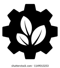 
Cog containing leaves denoting eco industry 
