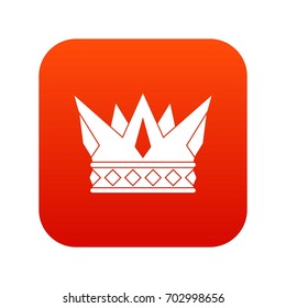 Cog crown icon digital red for any design isolated on white vector illustration