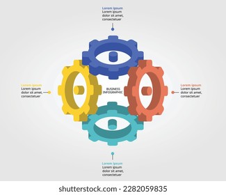 elemento cog para plantilla de sistema para infografía para presentación para 4 elementos
