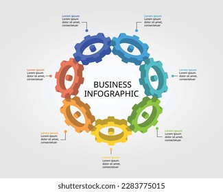 cog-Element für Systemvorlage für Infografik zur Präsentation für 7 Elemente