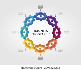 elemento cog para plantilla de sistema para infografía para presentación de 8 elementos