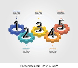 cog element for system template for infographic for presentation for 5 element