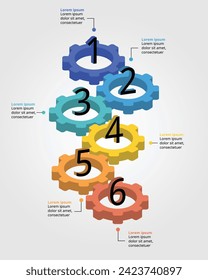 cog-Element für Systemvorlage für Infografik zur Präsentation für 6 Elemente