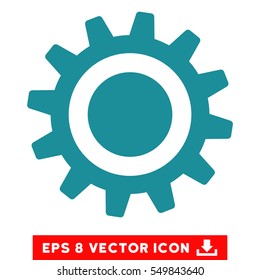 Cog EPS vector pictogram. Illustration style is flat iconic soft blue symbol on white background.