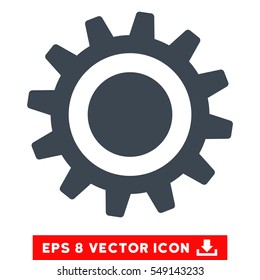 Cog EPS vector pictograph. Illustration style is flat iconic smooth blue symbol on white background.