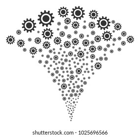 Cog festive fountain. Vector illustration style is flat iconic symbols. Object fountain constructed from random pictograms as cog fireworks.