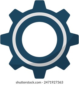 Icono plano del engranaje aislado sobre fondo blanco.