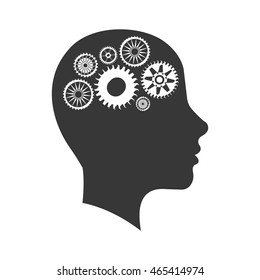 cog gear head man machine part technology icon. Isolated and flat illustration. Vector graphic