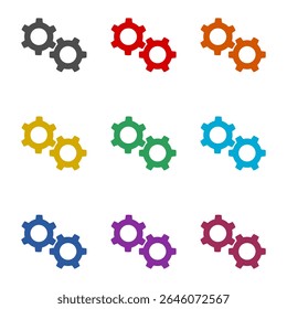 Cog gear icon isolated on white background. Set icons colorful