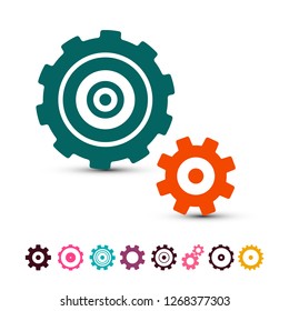 Cog Gear Icons Set. Vector Cogs, Gears Symbols Isolated on White Background.